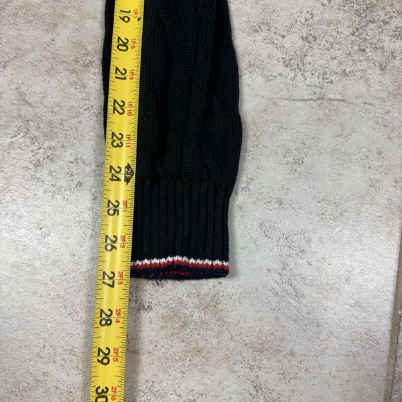 Tommy Hilfiger Cable-Knit Cotton Sweater Mens Medium Black Spellout Chunky - Picture 6 of 10